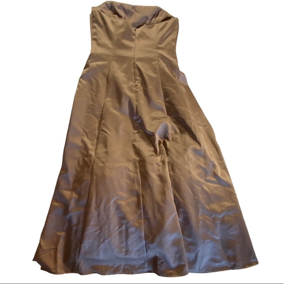 David’s Bridal Copper Brown Strappless Bridesmaid Wedding Dress Prom Size 14 - Picture 9 of 11